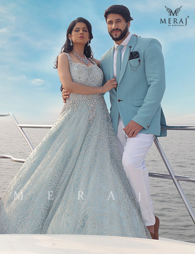 Soft Aqua Blue Gown with 