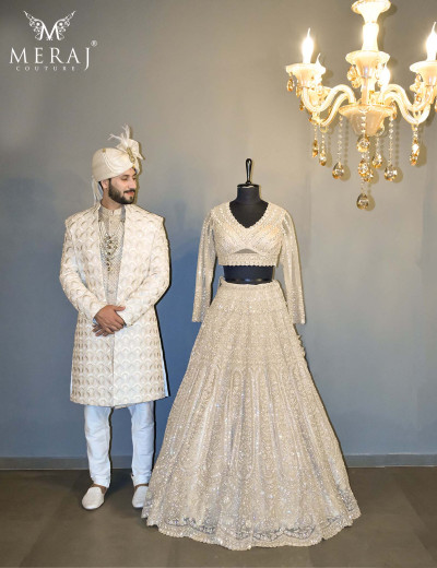 Bride & Groom Designer Wedding Dress, Couple Wear for Marriage