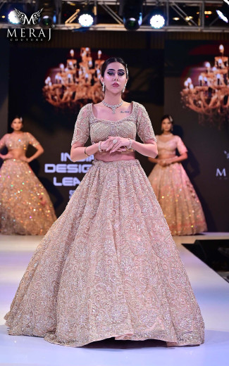 Stunning Gold Net Fabric Lehenga Choli