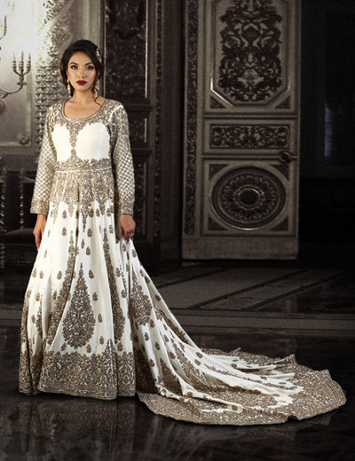 Stunning Long Arabic Bridal Tail Gown